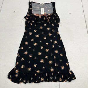 No Comment Black Floral Sleeveless Square-Neck Mini A-Line Dress